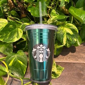 Starbucks 2009 Metallic Green Tumblr 16 Floz Cold Cup